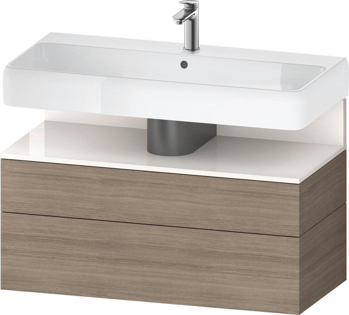 DURAVIT Qatego Waschtischunterbau 990 mm Eiche Terra Matt mit LED-Nischenbeleuchtung