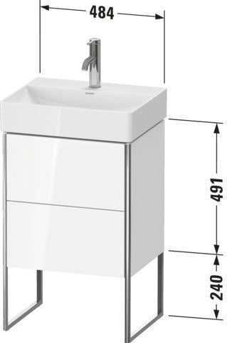 Duravit XSquare Waschtischunterbau COMPACT 491x484x390 mm weiß matt – 2 Auszüge, Fußgestell