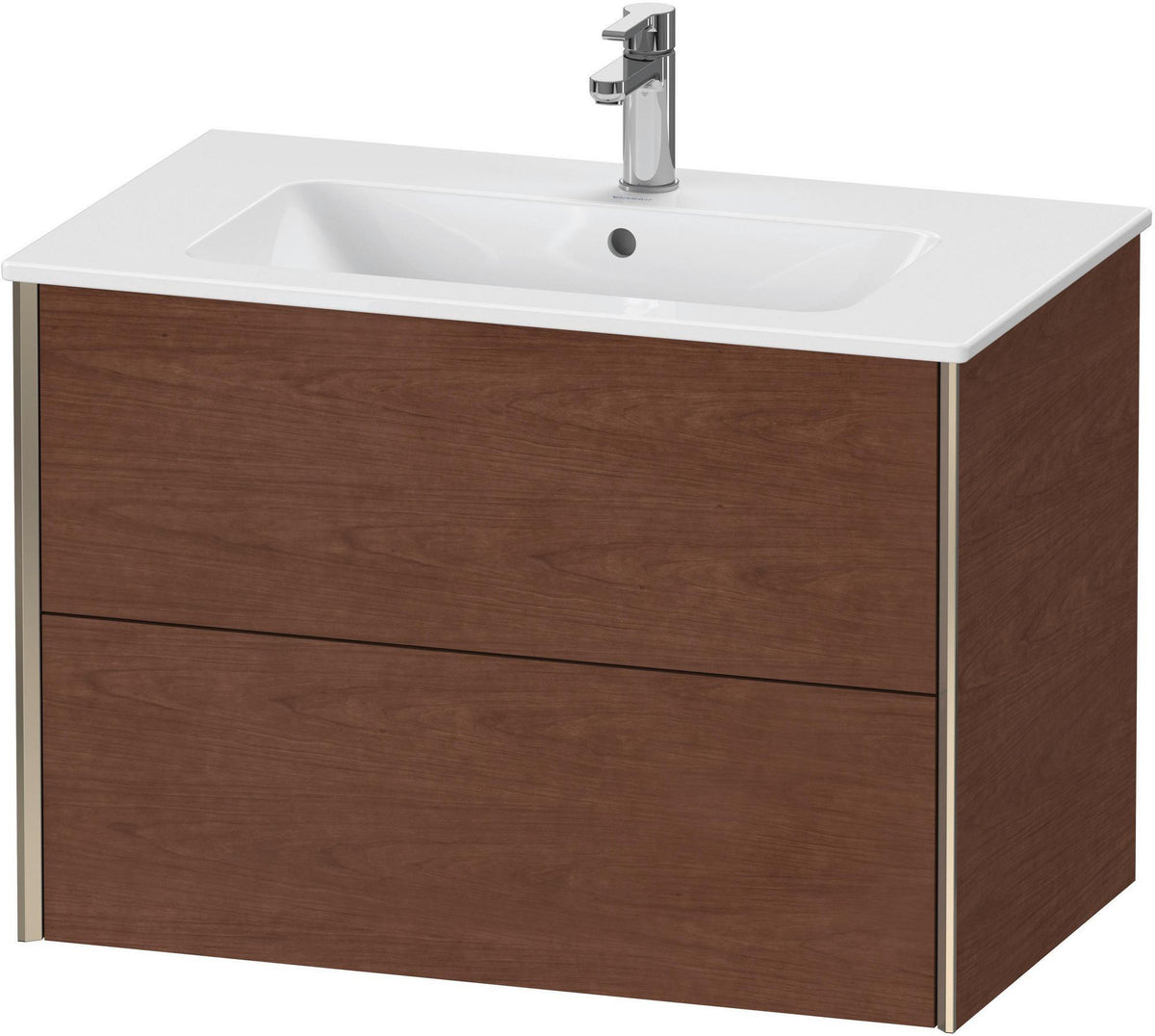 Duravit XViu Waschtischunterbau wandhängend 810 mm, 2 Schubkästen, champagner matt/weiß matt – ohne Griff, mit Tip-On-Technik