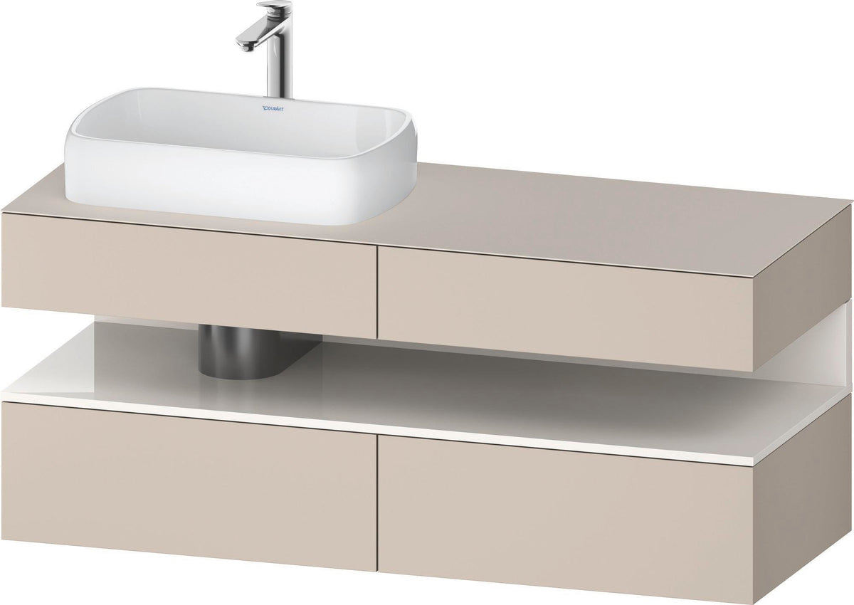 Duravit Qatego Konsolenwaschtischunterbau 1400 mm weiß hochglanz mit Eiche schwarz Nische