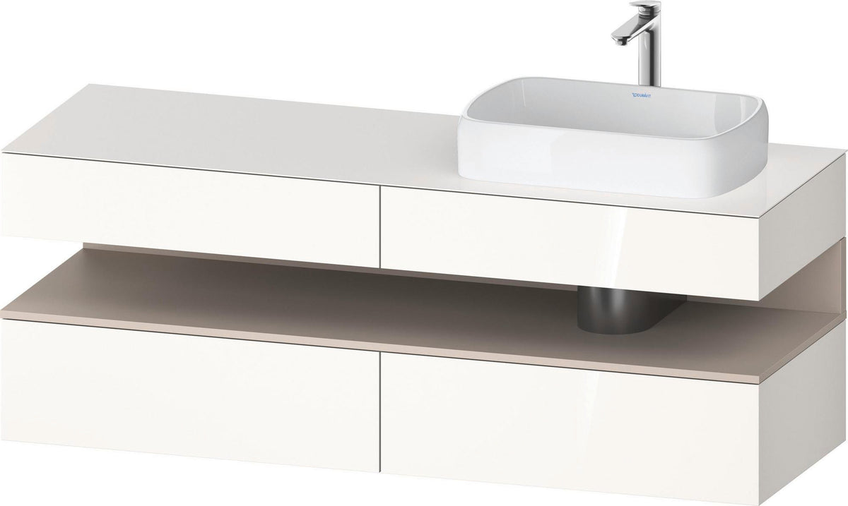 Duravit Qatego Konsolenwaschtischunterbau 1600 mm Weiß Hochglanz mit Eiche Schwarz Nische