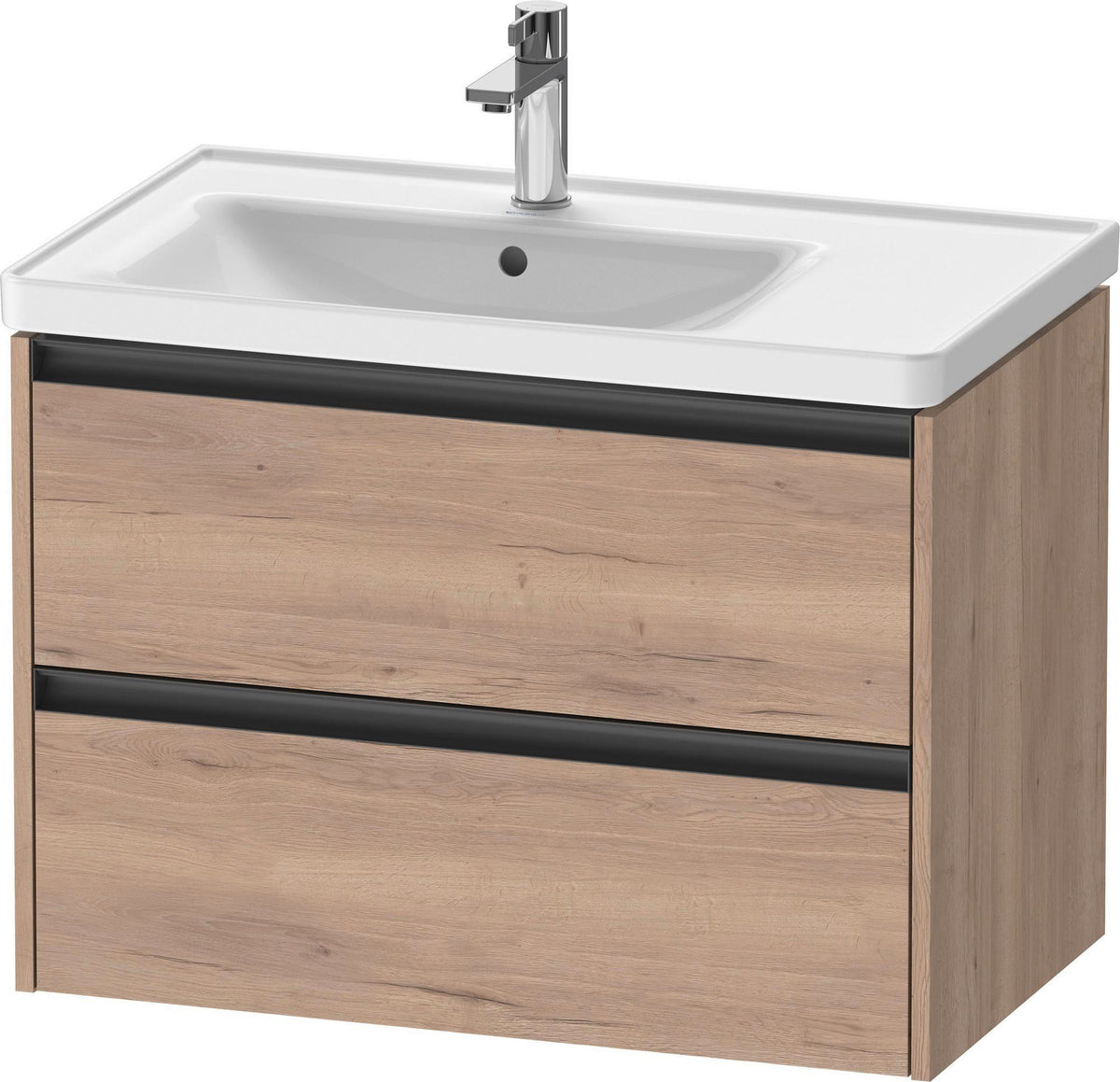 Duravit Ketho.2 Waschtischunterbau 784 mm betongrau matt mit 2 Schubkästen und Becken links