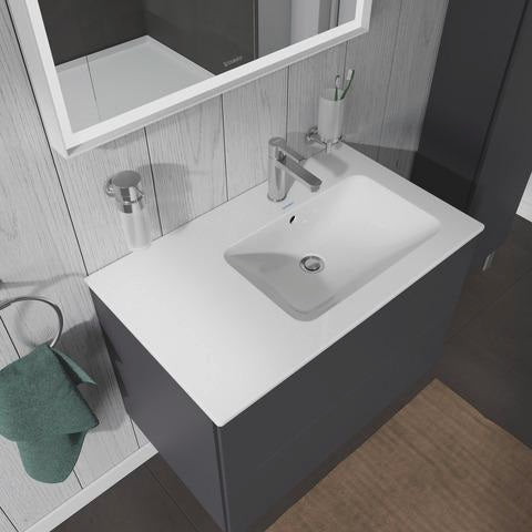 DURAVIT L-Cube Waschtischunterbau 820 mm wandhängend, 2 Schubkästen, Becken rechts, Betongrau Matt