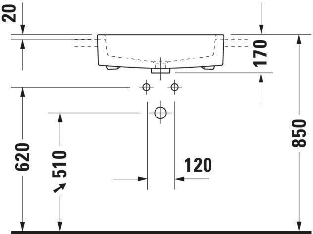 DURAVIT Halbeinbauwaschtisch Vero 550 mm mit Überlauf und Hahnlochbank, weiß