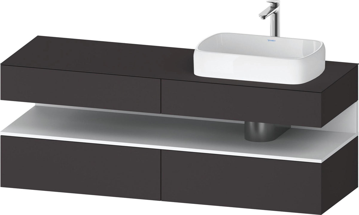 Duravit Qatego Konsolenwaschtischunterbau 1600 mm Weiß Hochglanz mit Eiche Schwarz Nische