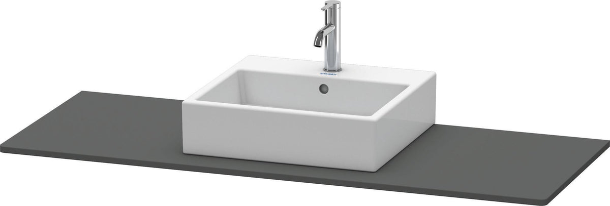 Duravit XSquare Konsole 1400x550mm betongrau matt – 1 Ausschnitt, mit Siphonaussparung