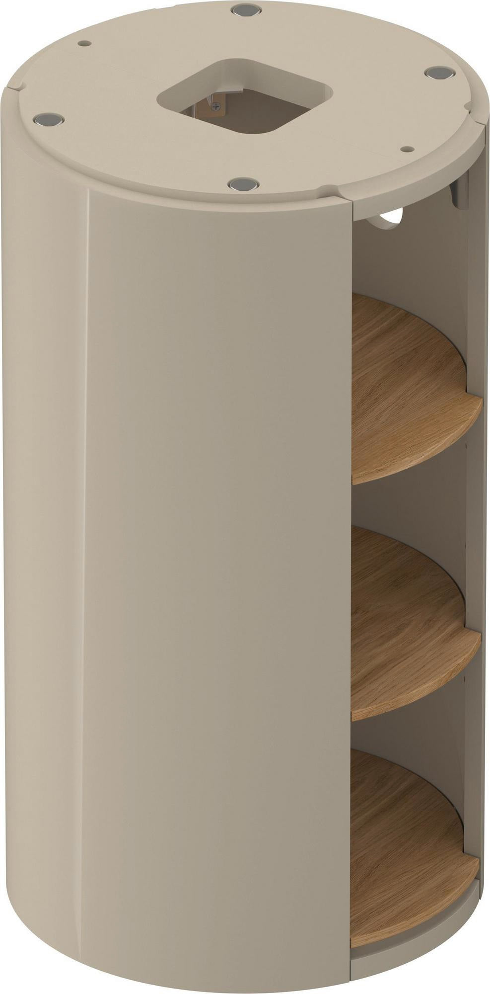 Duravit White Tulip Waschtischunterbau bodenstehend, 410 mm, Amerikanisch Nussbaum / Taupe Hochglanz, 3 offene Fächer, von Philippe Starck