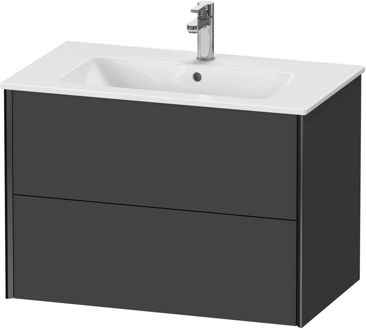 Duravit XViu Waschtischunterbau wandhängend 810 mm, 2 Schubkästen, champagner matt/weiß matt – ohne Griff, mit Tip-On-Technik