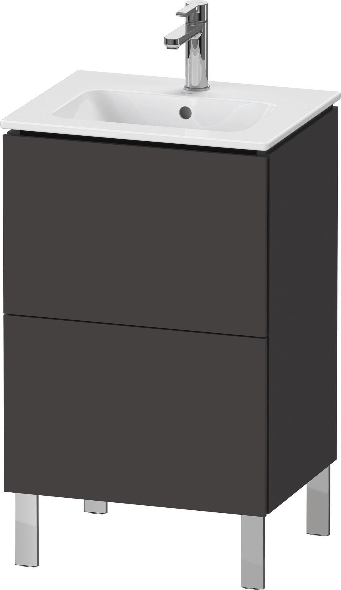 Duravit L-Cube Waschtischunterbau bodenstehend, 2 Auszüge, Weiß Matt, 520 mm