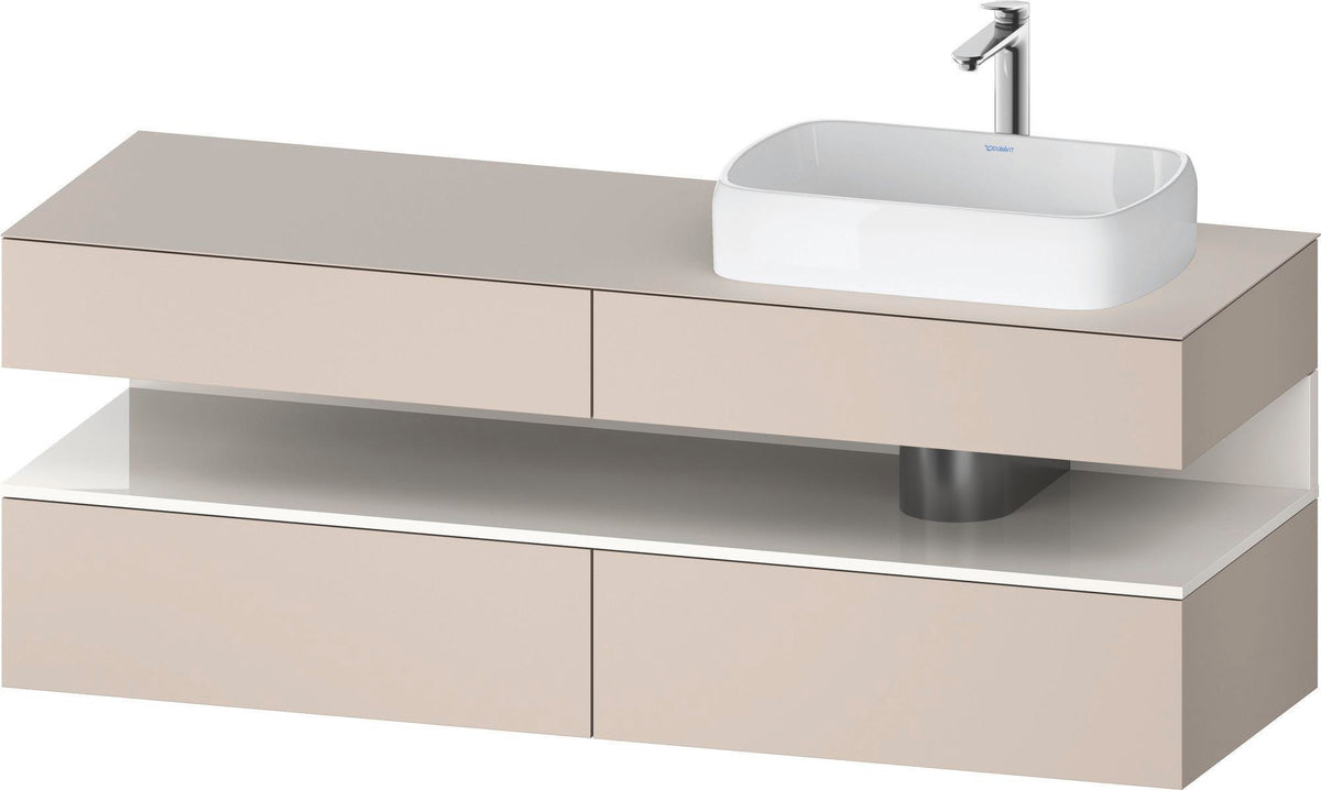 Duravit Qatego Konsolenwaschtischunterbau 1600 mm Weiß Hochglanz mit Eiche Schwarz Nische