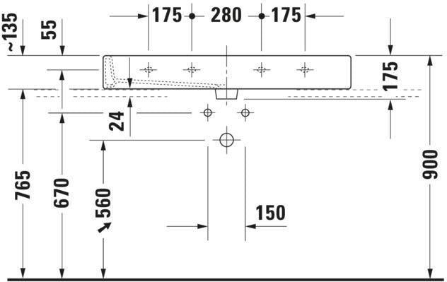 Duravit Waschtisch Vero 1000 mm mit Überlauf, 2 Hahnlöchern und geschliffenem Weiß
