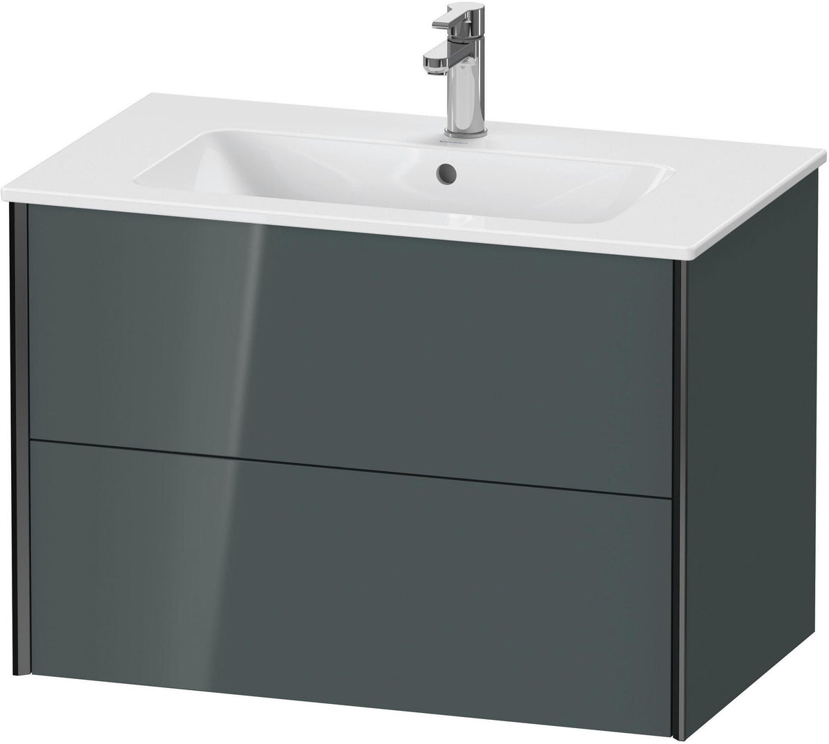Duravit XViu Waschtischunterbau wandhängend 810 mm, 2 Schubkästen, champagner matt/weiß matt – ohne Griff, mit Tip-On-Technik