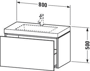 Duravit Waschtischset L-Cube 800x480mm mit Vero Air Möbelwaschtisch, 1 Hahnloch, ohne Überlauf