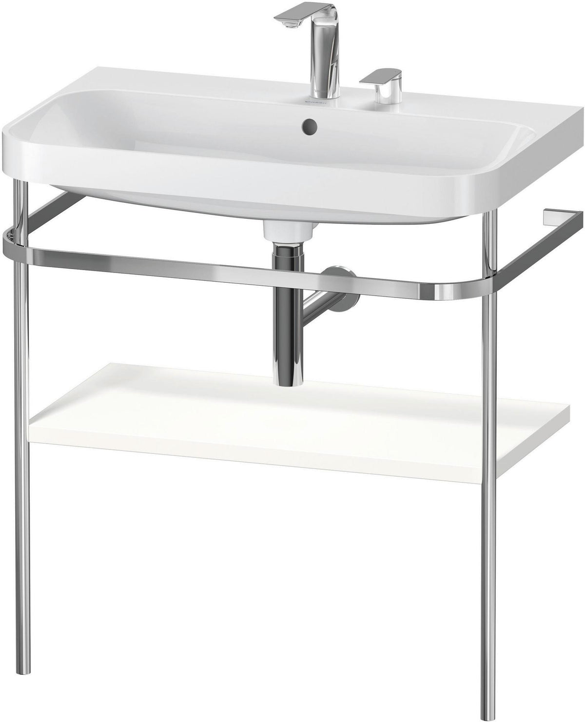 DURAVIT Happy D.2 c-shaped Waschtisch-Set 775 mm mit Metallkonsole, taupe seidenmatt