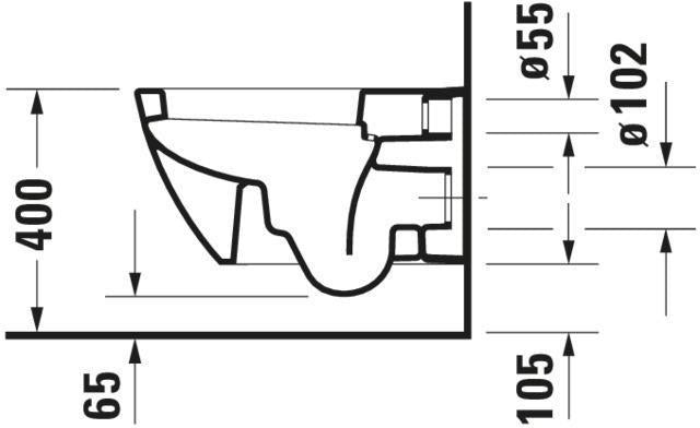 Duravit Wand-WC Happy D.2 540 mm Tiefspüler mit Durafix, weiß – wandhängend