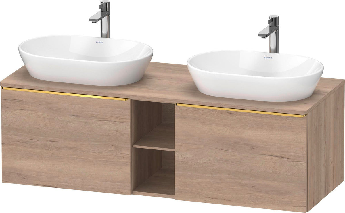DURAVIT D-Neo Konsolenwaschtischunterbau 1400 mm betongrau matt mit 2 Auszügen und Bronze-Griffen