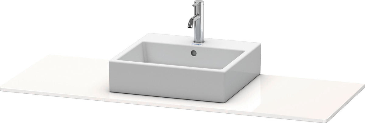 Duravit XSquare Konsole 1400x550mm betongrau matt – 1 Ausschnitt, mit Siphonaussparung