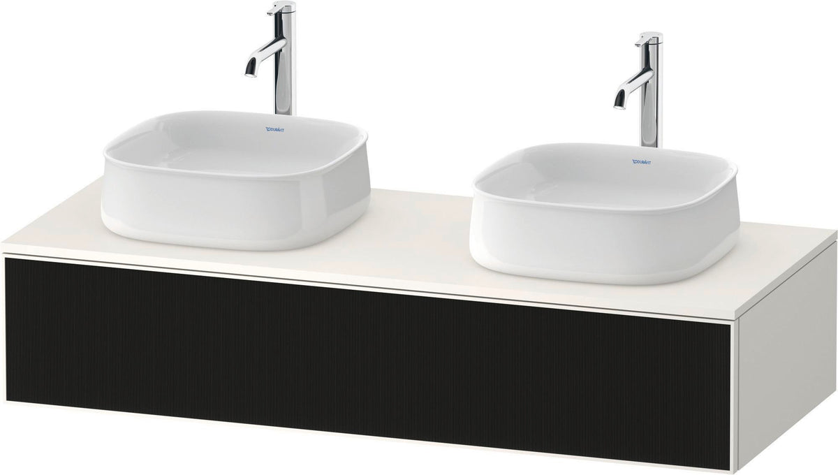 Duravit Zencha Konsolen-Waschtischunterbau 1300 mm Eiche Anthrazit mit Tip-on und Soft-Close