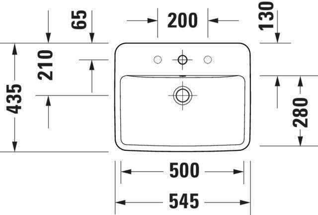 Duravit No.1 Einbauwaschtisch 550 mm weiß mit Überlauf und Hahnlochbank – Sanitärkeramik