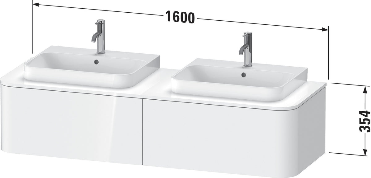 Duravit Konsolenunterschrank Happy D.2 Plus 1600 mm taupe supermatt mit Tip-On-Technik