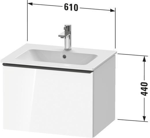 Duravit D-Neo Waschtischunterbau 610 mm Eiche Terra Matt mit 1 Auszug und Chromgriff