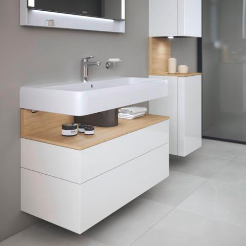 DURAVIT Qatego Hochschrank 400 mm, 2 Türen, weiß Hochglanz, Eiche Schw. Matt