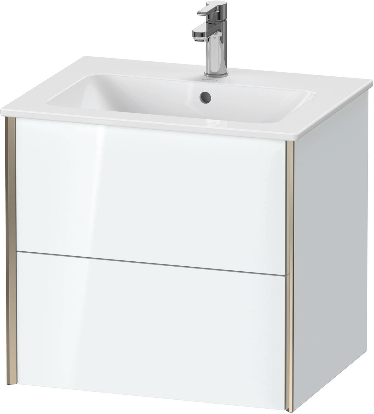 DURAVIT XViu Waschtischunterbau wandhängend 610 mm, 2 Schubkästen, weiß matt – ohne Griff, mit Tip-On-Technik