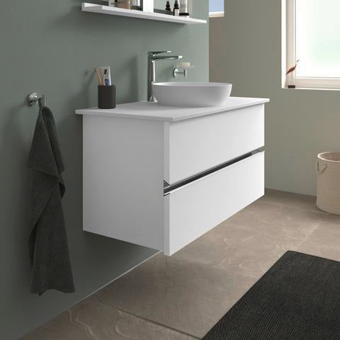 DURAVIT Sivida Spiegel Ablage 1000 mm Chrom/Nussbaum Matt – Badablage mit Befestigungsmaterial