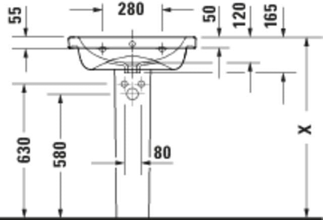 DURAVIT D-Code Waschtisch 600x480mm weiß mit HygieneGlaze, 1 Hahnloch & Überlauf – wandhängend