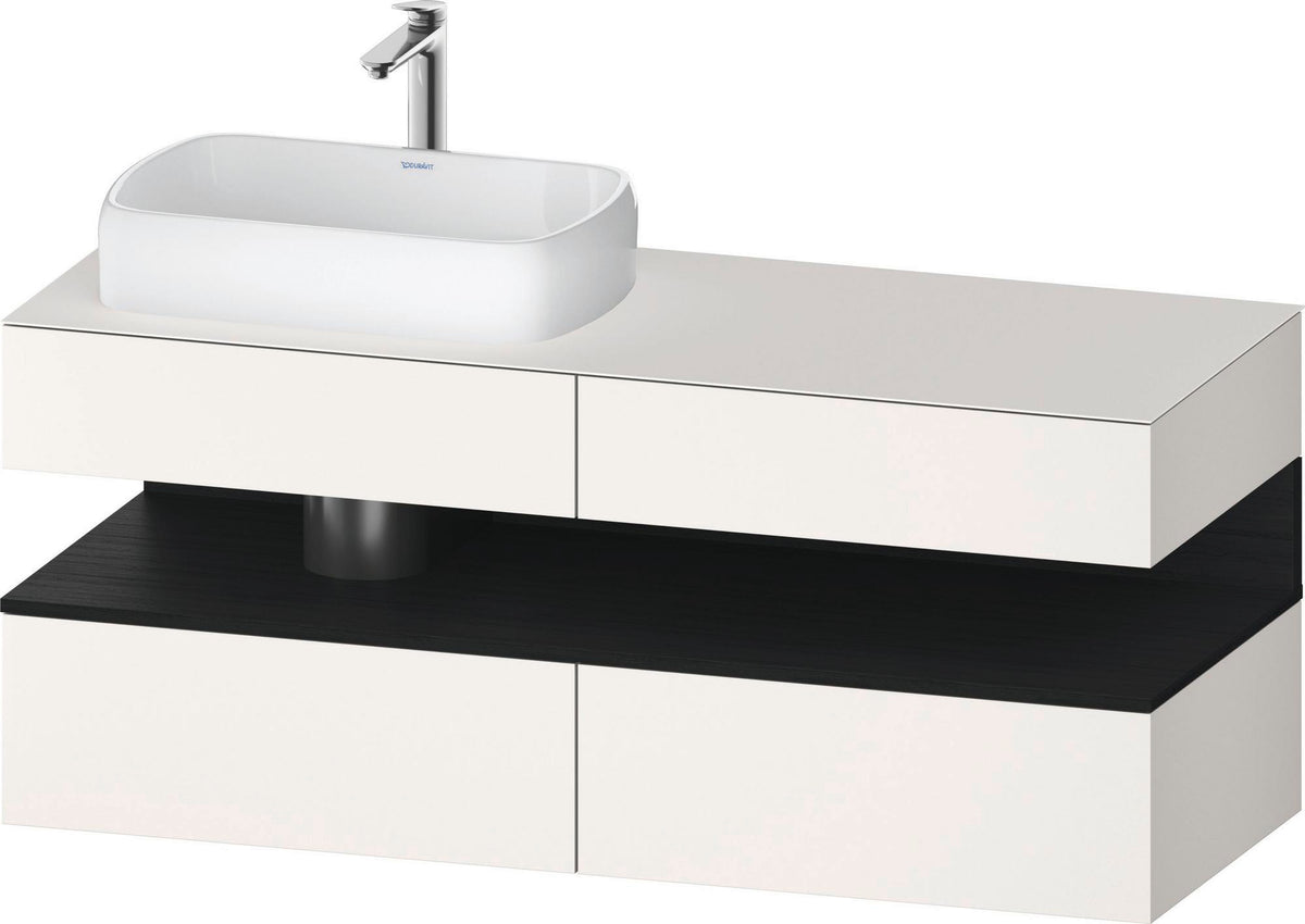Duravit Qatego Konsolenwaschtischunterbau 1400 mm weiß hochglanz mit Eiche schwarz Nische