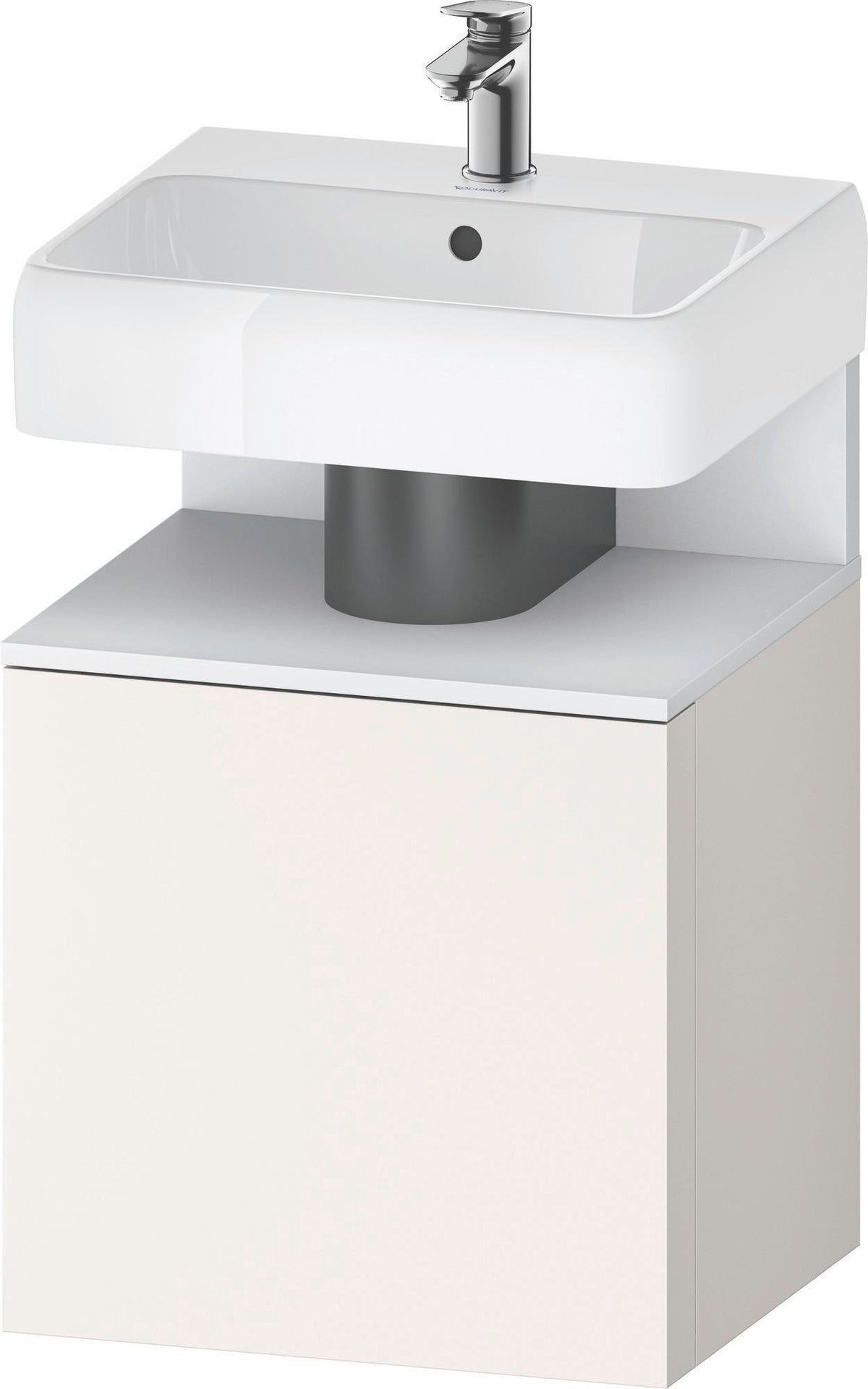 DURAVIT Qatego Waschtischunterbau 490 mm wandhängend, 1 Tür links, Weiß Matt mit Eiche Schwarz Nische