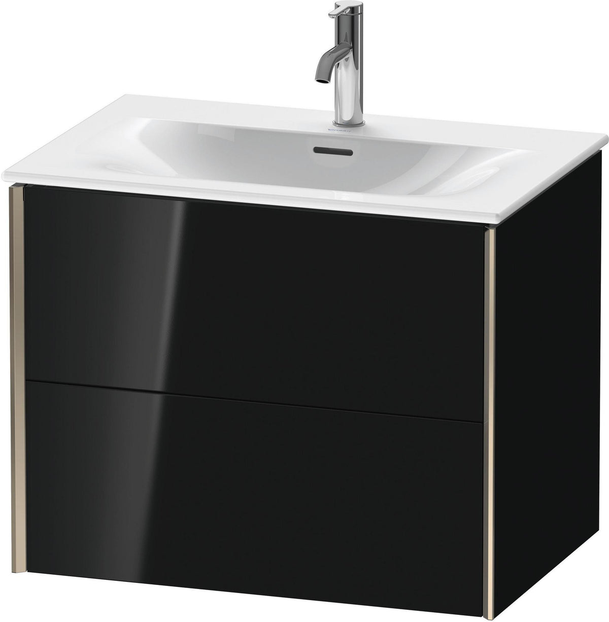 Duravit XViu Waschtischunterbau wandhängend 710 mm, 2 Schubkästen, champagner matt/schwarz hochglanz
