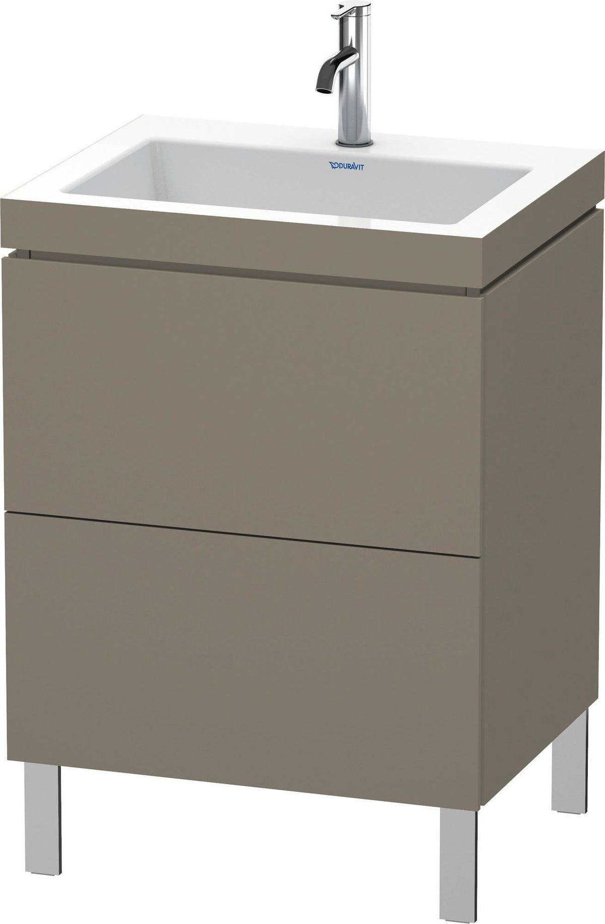 DURAVIT L-Cube Waschtischset 698 mm Flannel Grey Hochglanz mit Vero Air Becken und 2 Auszügen