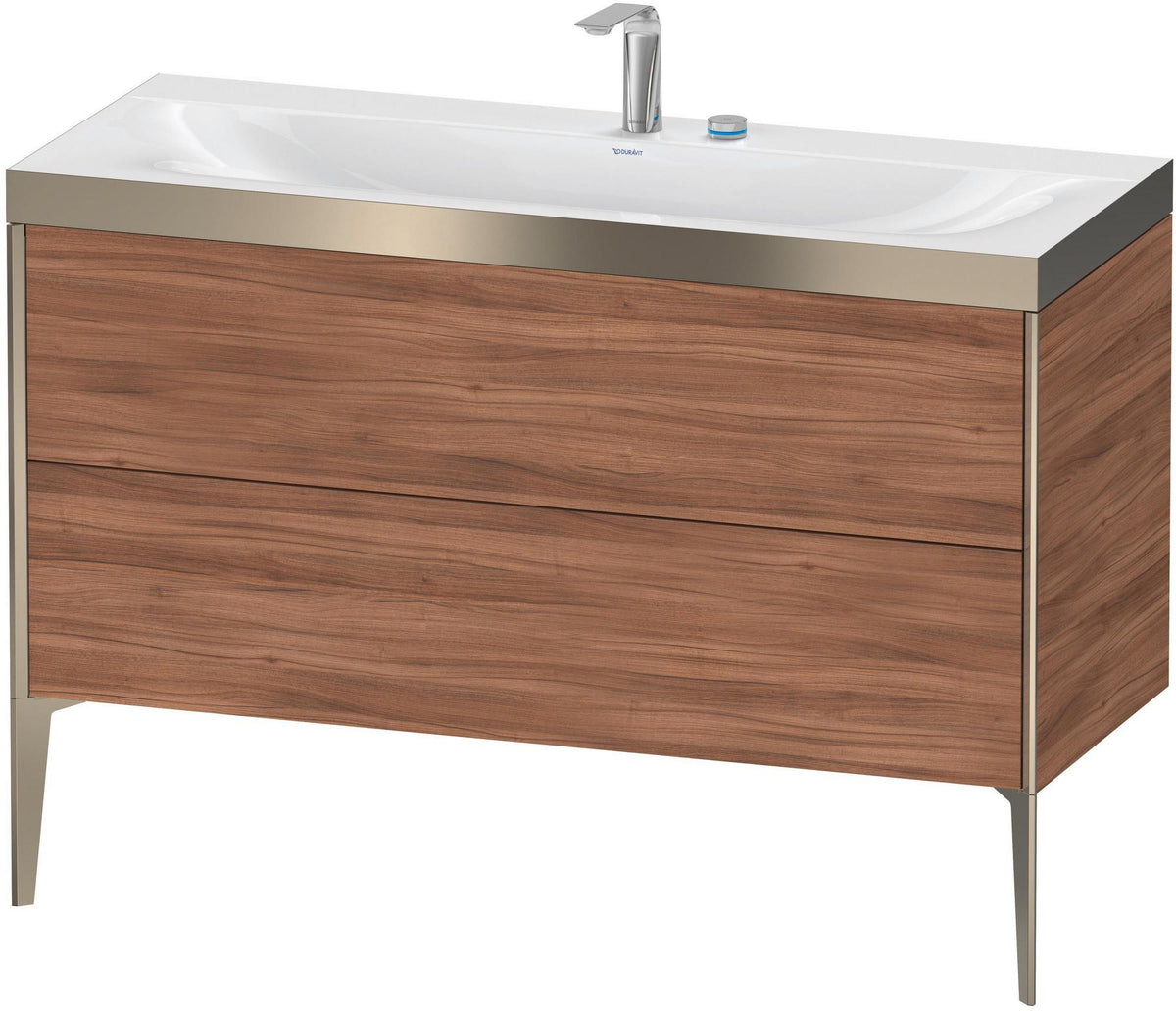 DURAVIT XViu c-bonded Waschtischunterbauset 1200 mm mit 2 Auszügen, champagner matt / amerikanischer Nussbaum