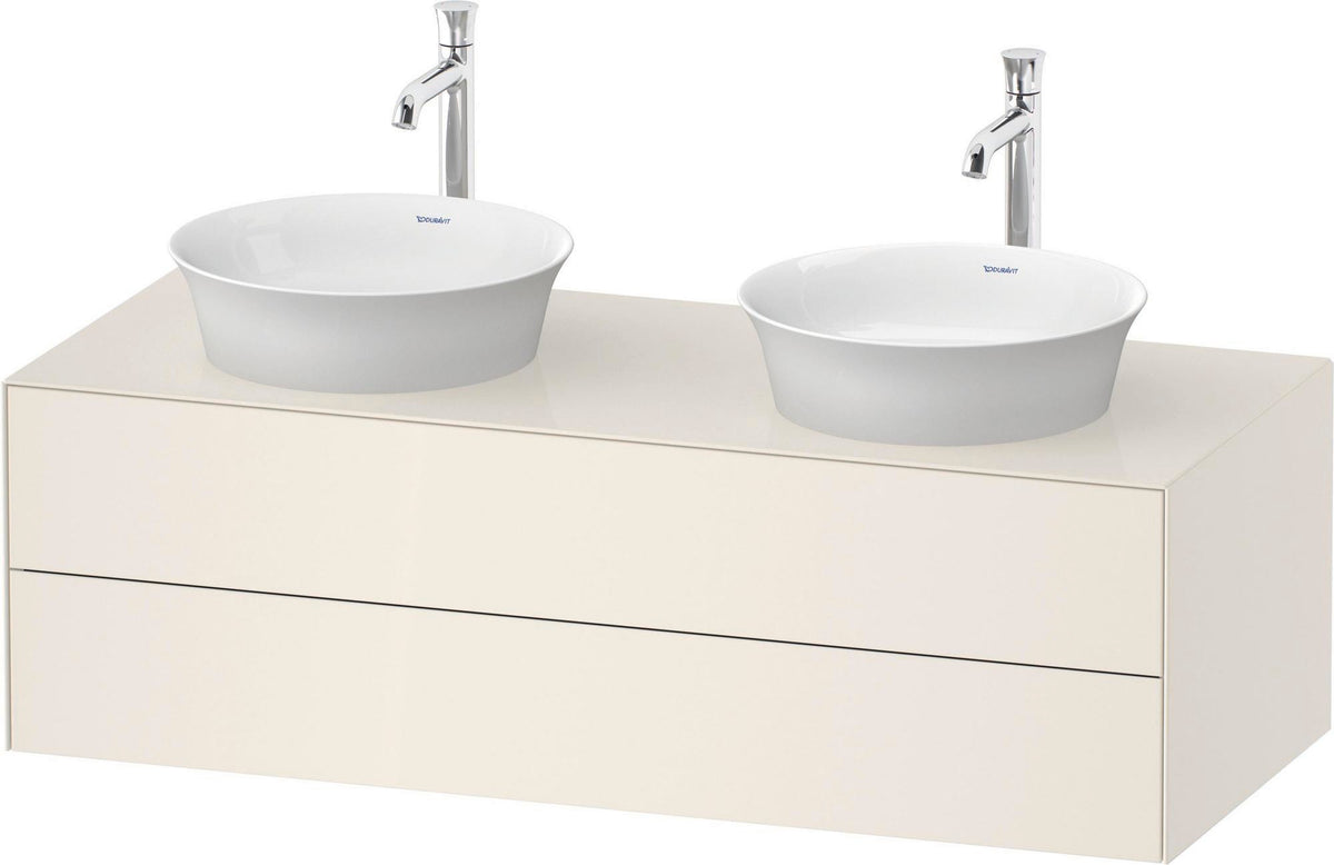 DURAVIT White Tulip Konsolenwaschtischunterbau 1300 mm mit 2 Schubkästen, Amerikanisch Nussbaum / Taupe Hochglanz