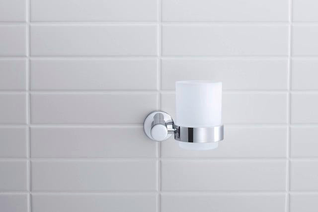 DURAVIT D-Code Glashalter Glas rechts Chrom – Wandmontage Zahnputzbecher mit Befestigungsmaterial