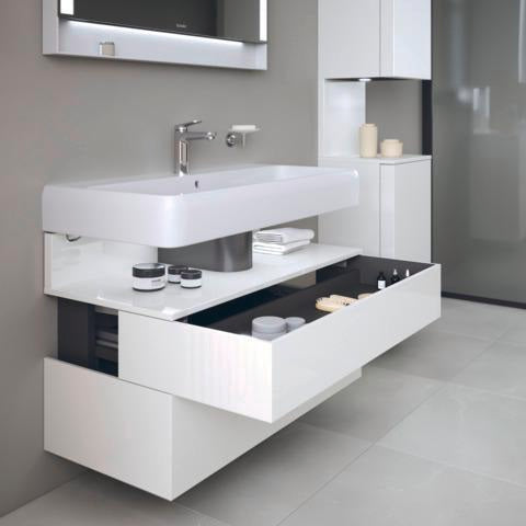 DURAVIT Qatego Hochschrank 400 mm, 2 Türen, weiß Hochglanz, Eiche Schw. Matt