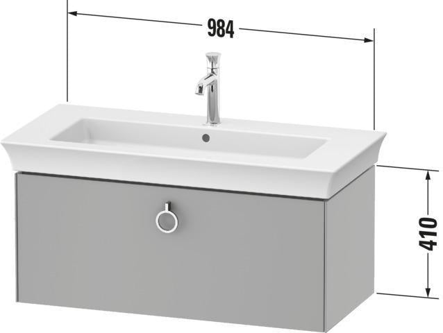 DURAVIT White Tulip Waschtischunterbau 984 mm, 1 Auszug, wandhängend, weiß seidenmatt, mit Griff