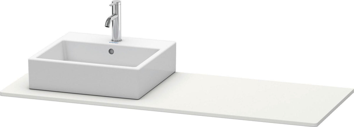 Duravit XSquare Konsole 1400x550mm betongrau matt – 1 Ausschnitt, mit Siphonaussparung