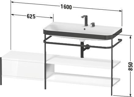 Duravit Waschtischset Happy D.2 Plus 1600x490mm Ein Hahnloch Taupe Supermatt