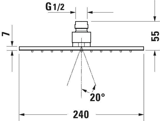 DURAVIT Kopfbrause 240x240 mm Schwarz Matt – Rechteckig, Verstellbar, Antikalk