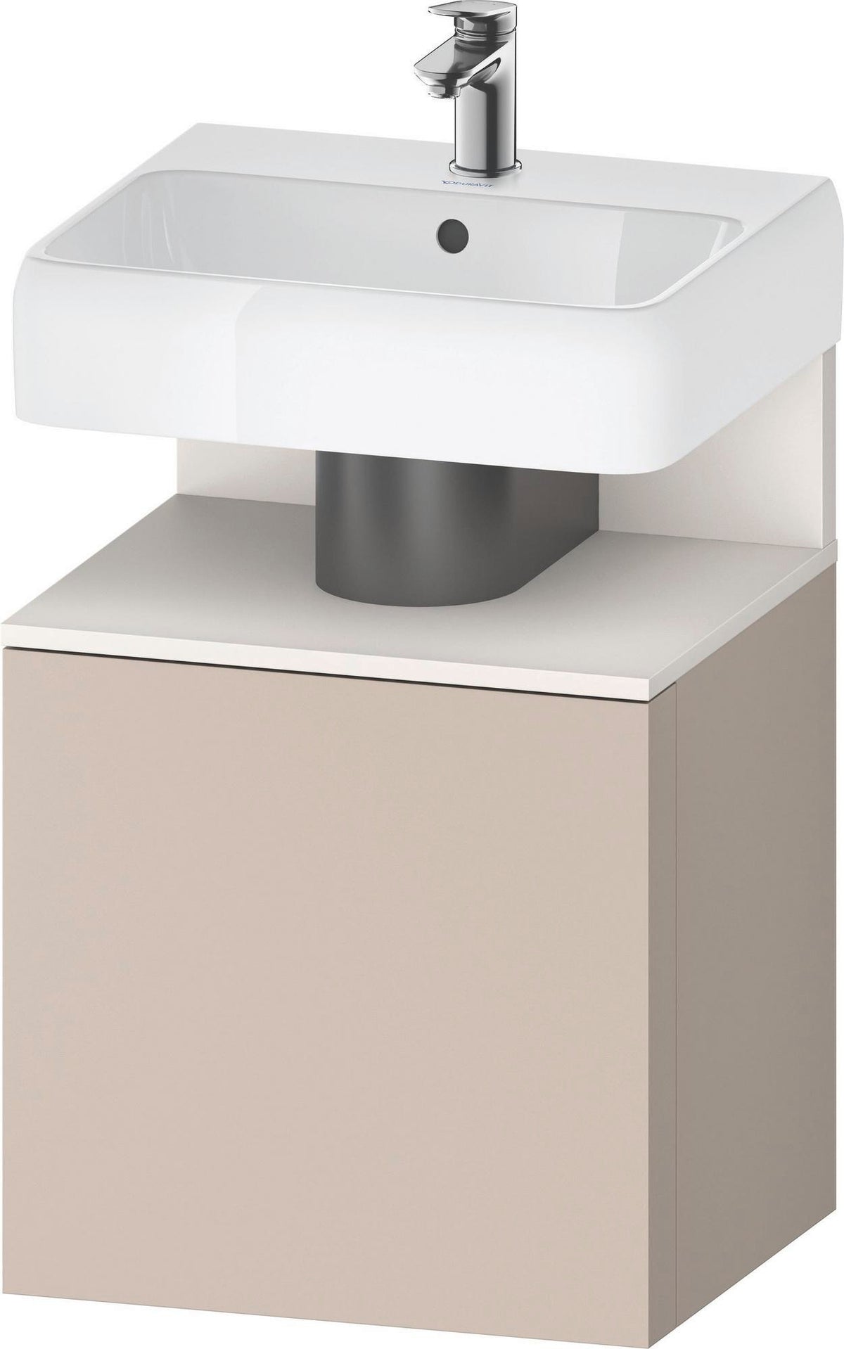 DURAVIT Qatego Waschtischunterbau 490 mm wandhängend, 1 Tür links, Weiß Matt mit Eiche Schwarz Nische