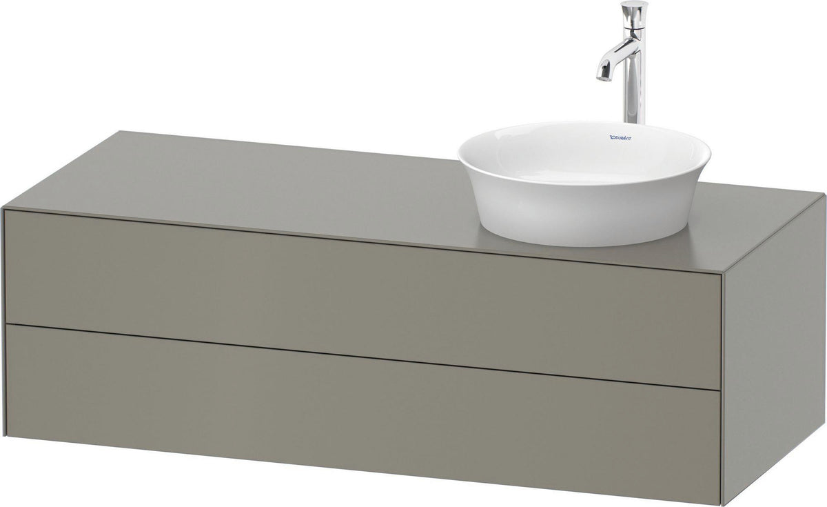 DURAVIT White Tulip Waschtischunterbau 1300 mm wandhängend, 2 Schubkästen, Becken rechts, Nordic Weiß seidenmatt