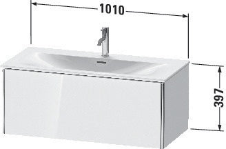 Duravit Waschtischunterbau XSQUARE 1010 mm wandhängend für Viu 234410 in Taupe Matt