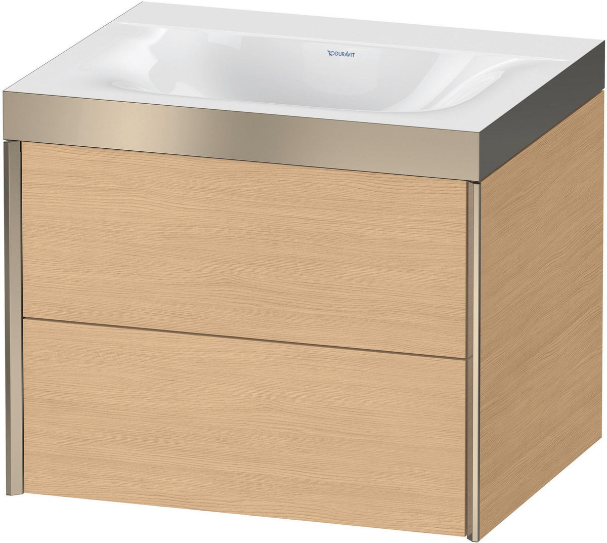DURAVIT XViu Waschtischunterbauset 600 mm mit 2 Schubkästen, champagner matt/Eiche Natur