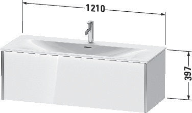 Duravit Waschtischunterbau XVIU 1210x397x480mm 1 Az Nussbaum mitte s-matt – Wandhängend