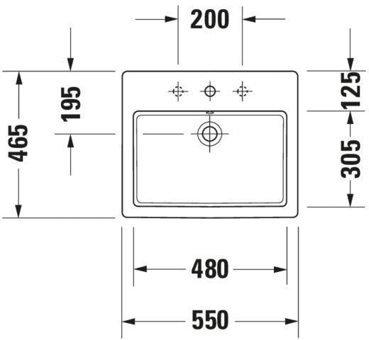 DURAVIT Einbauwaschtisch Vero 550 mm mit WonderGliss, 1 Hahnloch, Überlauf, weiß