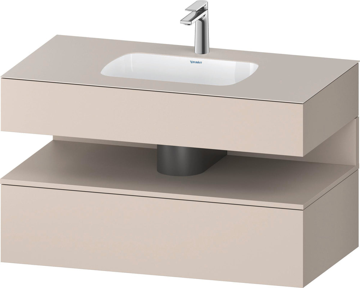 DURAVIT Qatego Einbauwaschtisch mit Konsolenwaschtischunterbau 1000 mm, 1 Auszug, antibakteriell