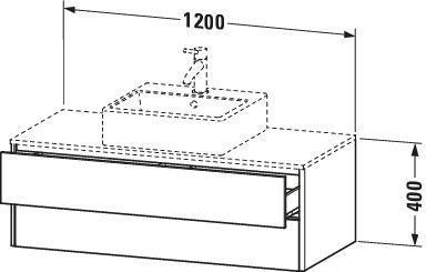 Duravit XSquare Waschtischunterbau 1200 mm mit 2 Schubkästen in Steingrau Matt