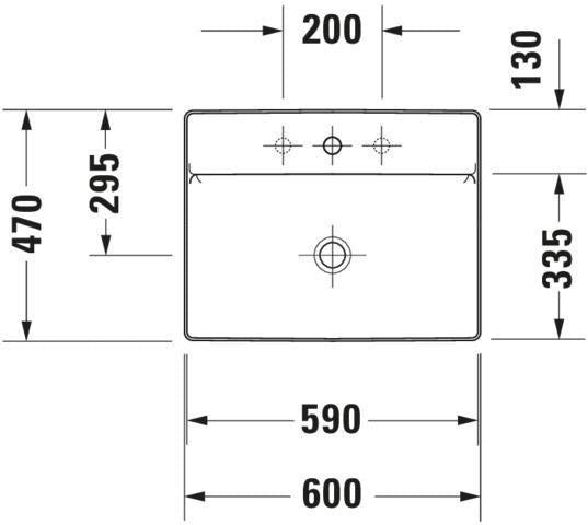 Duravit DuraSquare Aufsatzwaschtisch 600 mm, weiß, ohne Überlauf, mit Hahnlochbank – Design by Duravit